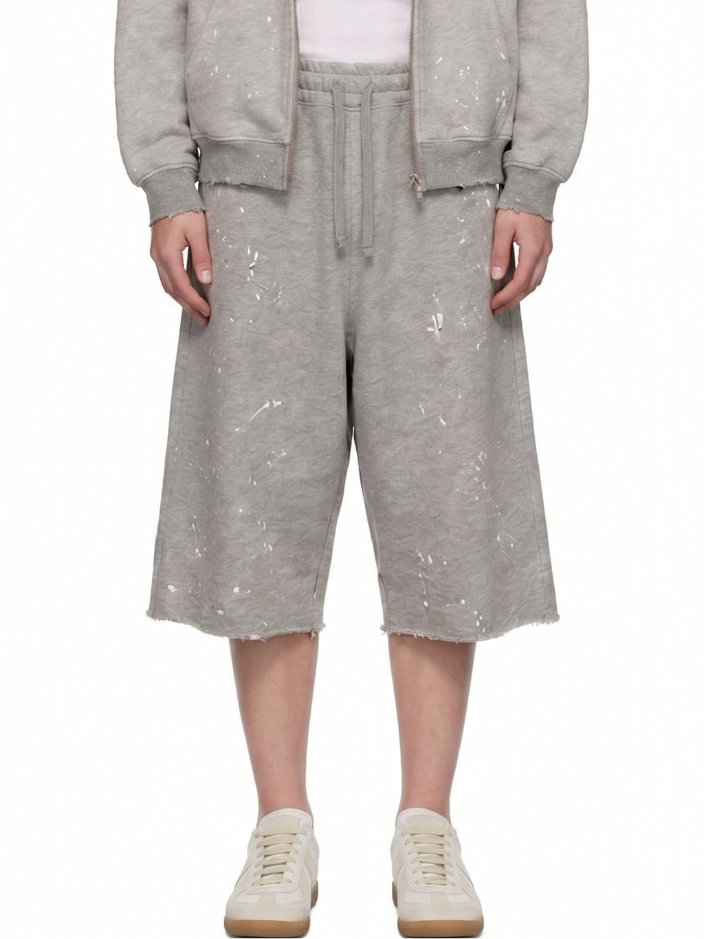 SPLATTER GRAY OVERSIZED SWEAT SHORTS