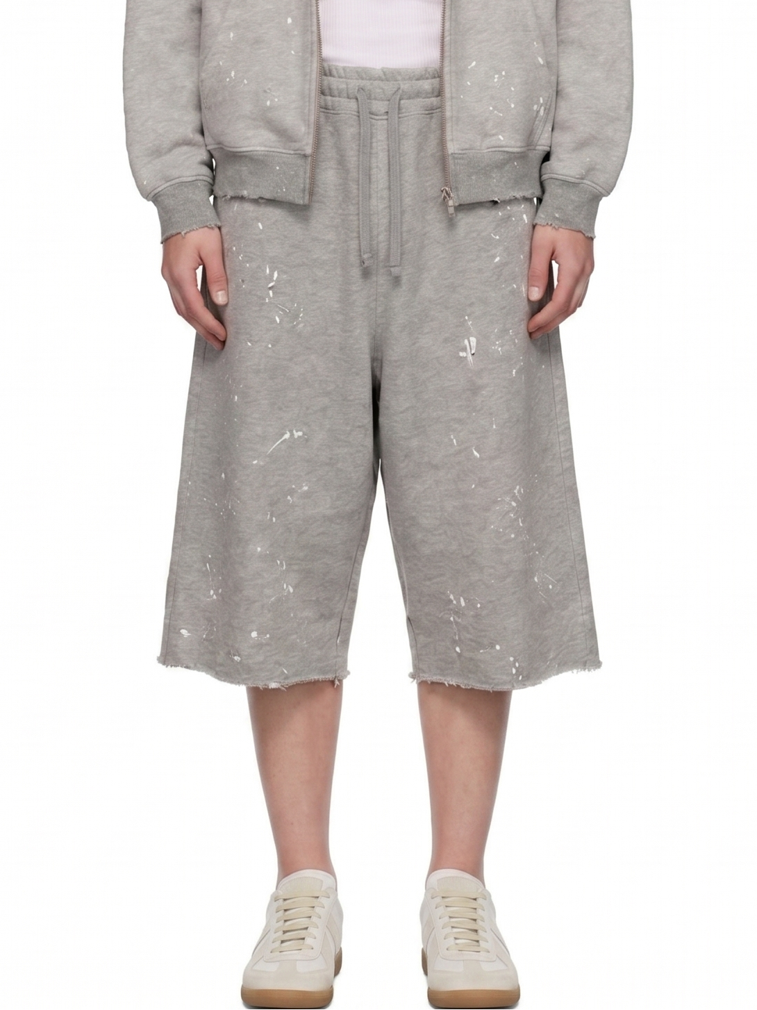 SPLATTER GRAY OVERSIZED SWEAT SHORTS