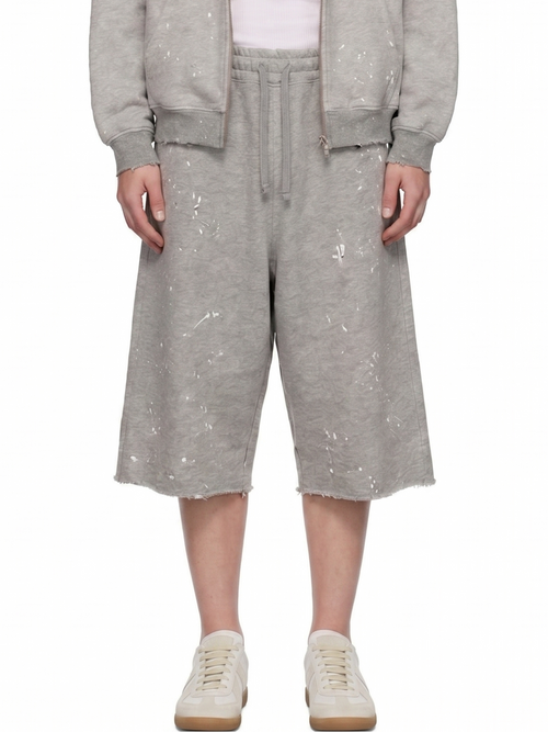SPLATTER GRAY OVERSIZED SWEAT SHORTS