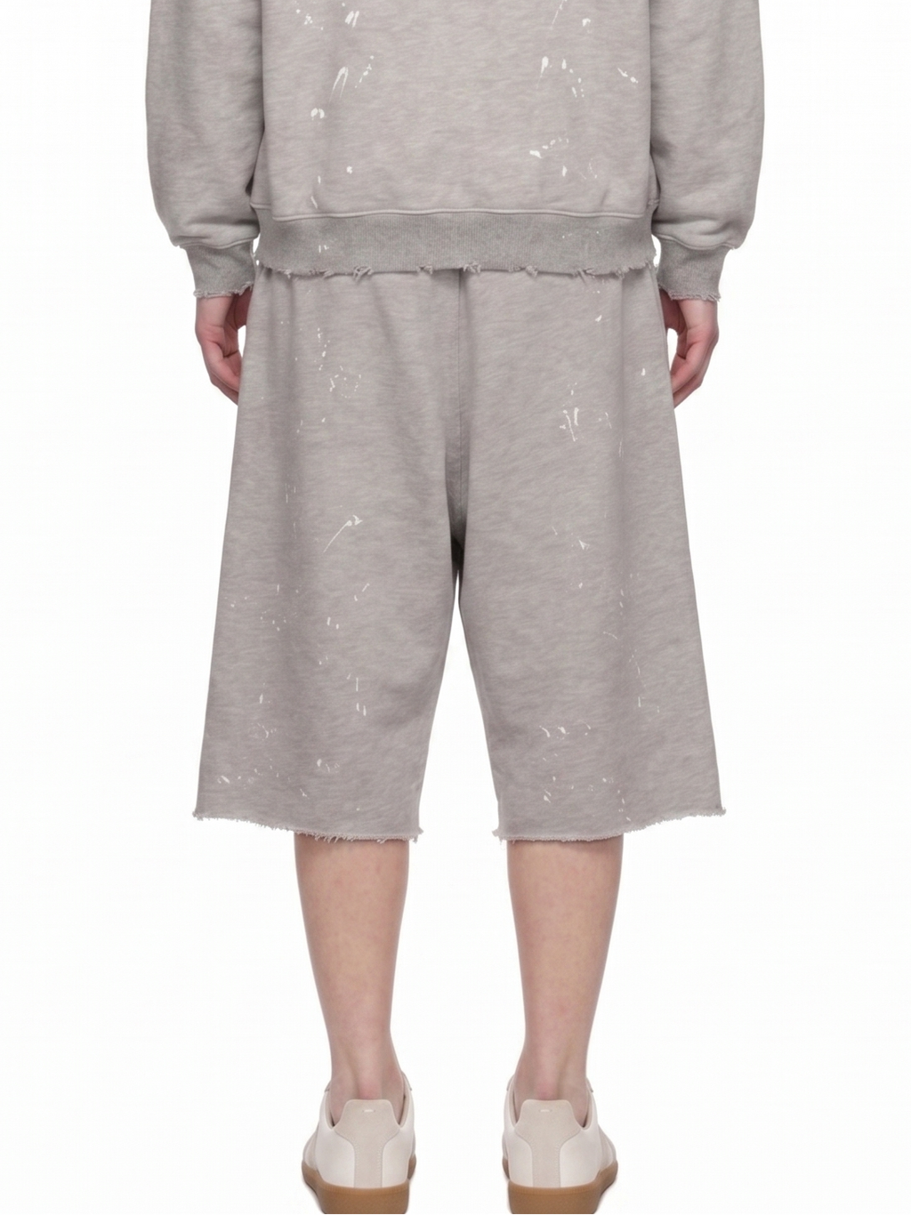 SPLATTER GRAY OVERSIZED SWEAT SHORTS