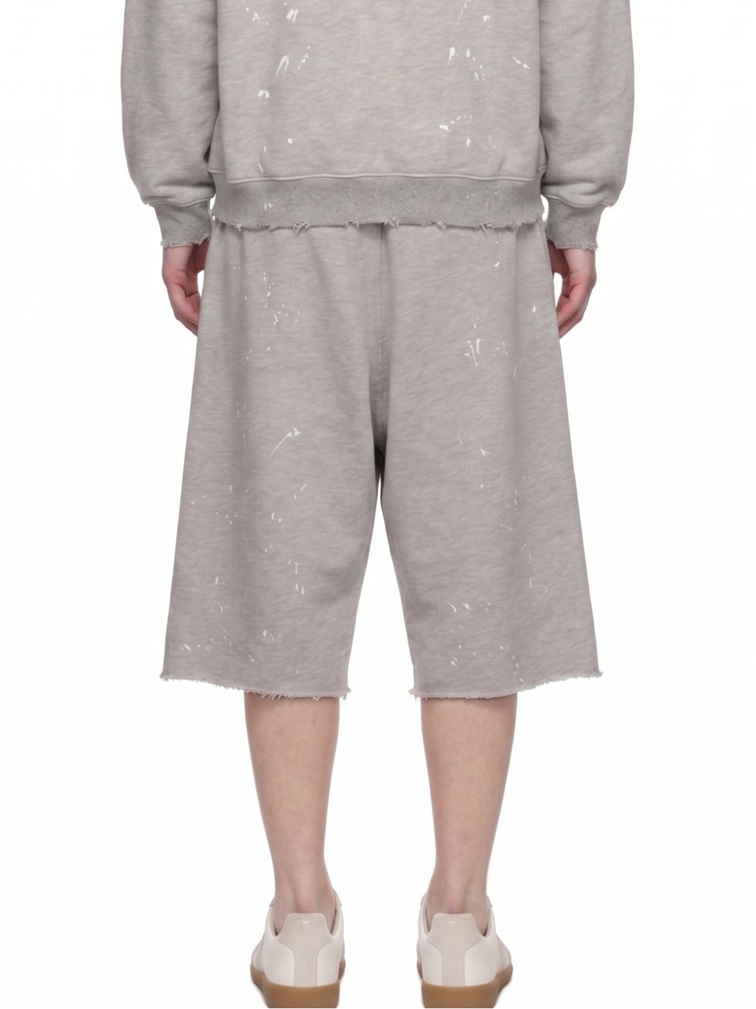 SPLATTER GRAY OVERSIZED SWEAT SHORTS